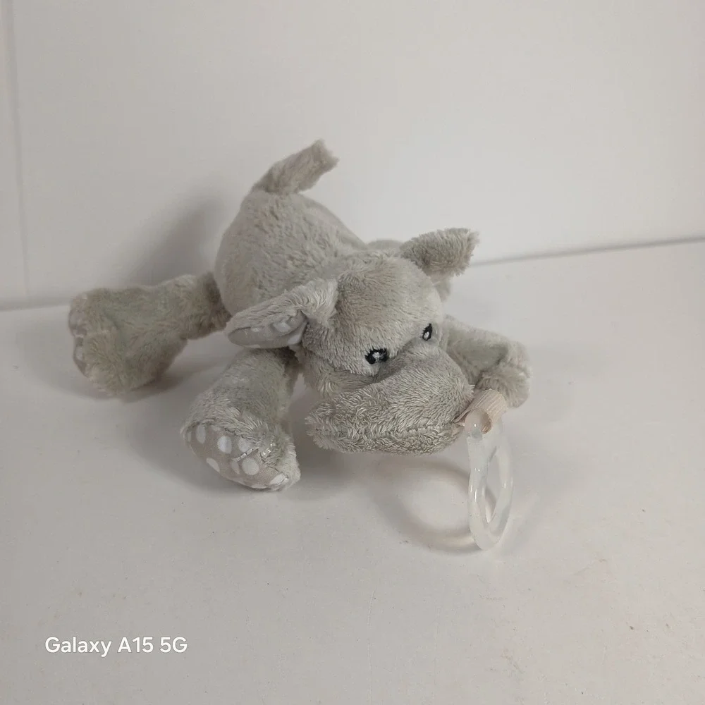 Nookums Paci-Plushies Buddies Gray Ella Elephant Baby Pacifier Holder EUC Passy